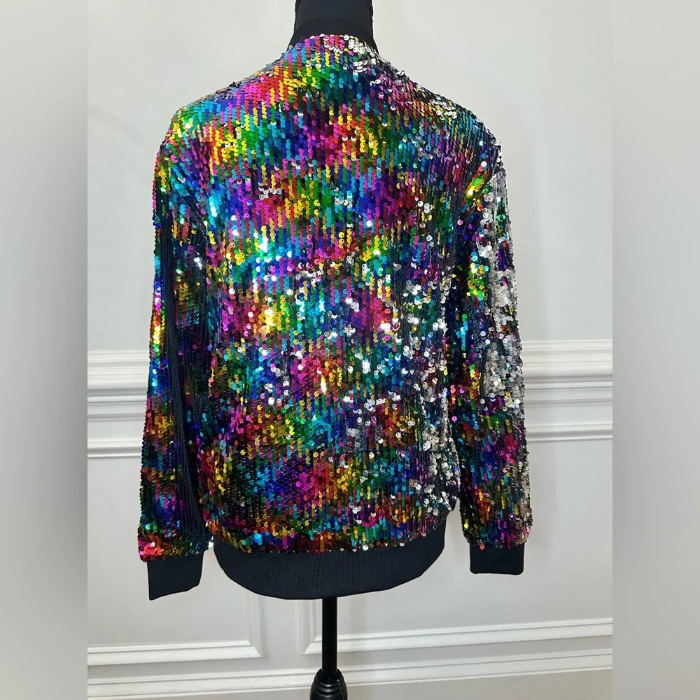 Cresay Multicolor Sequin Bomber‎ Jacket – Size Small